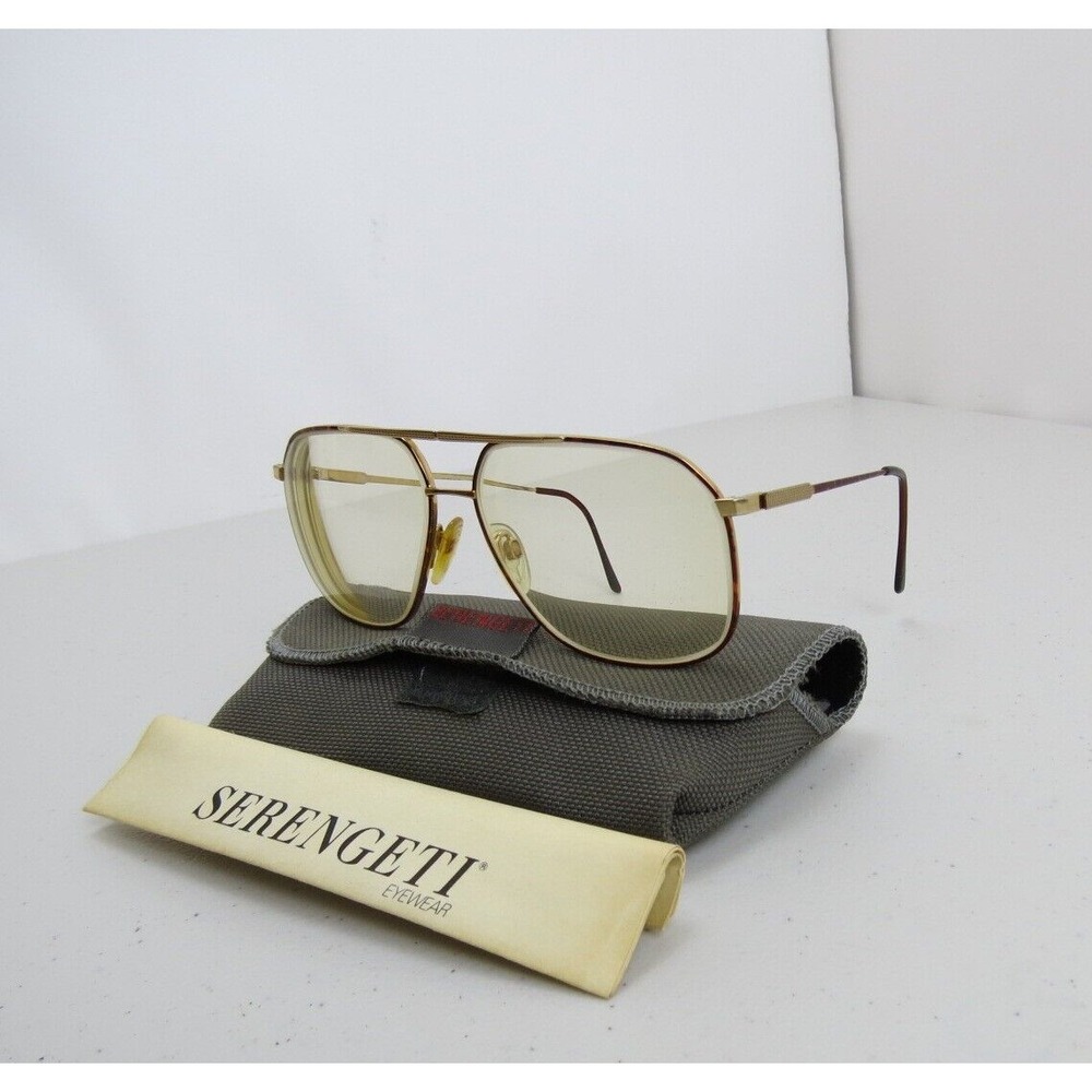 Vintage Tura 296 Retro Aviator Glasses Gold Serengeti Corning Lenses Italy Case